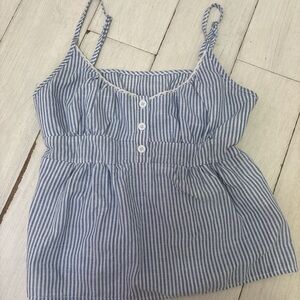 SHEIN Blue and White Striped Tank Top